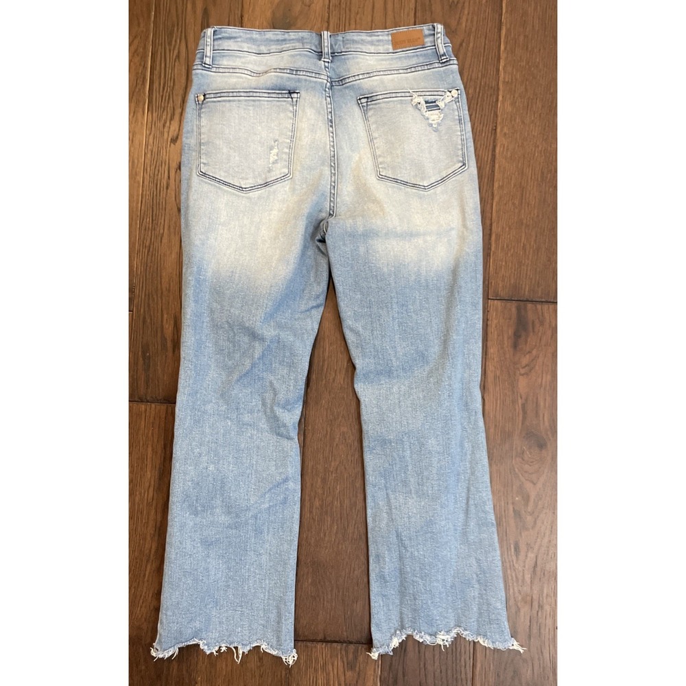 Judy Blue Cropped Straight Jeans Size 7/28 Light Wash‎ Raw Hem Stretch Denim - Picture 3 of 3
